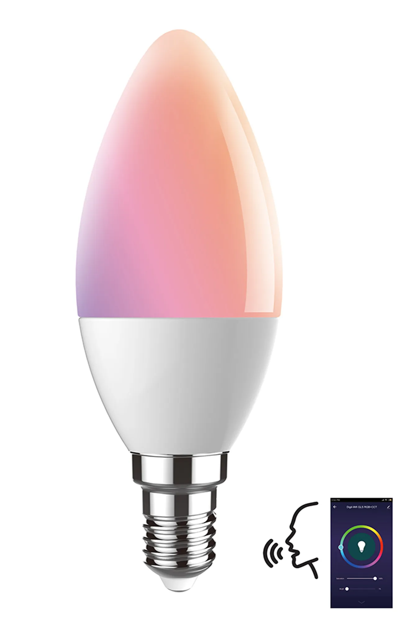 3000142  Digit Wi-Fi Smart Lamp Bulb RGB+CCT Candle E14 5W 350lm